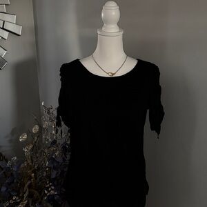 Max Studio Black Short Sleeve Top